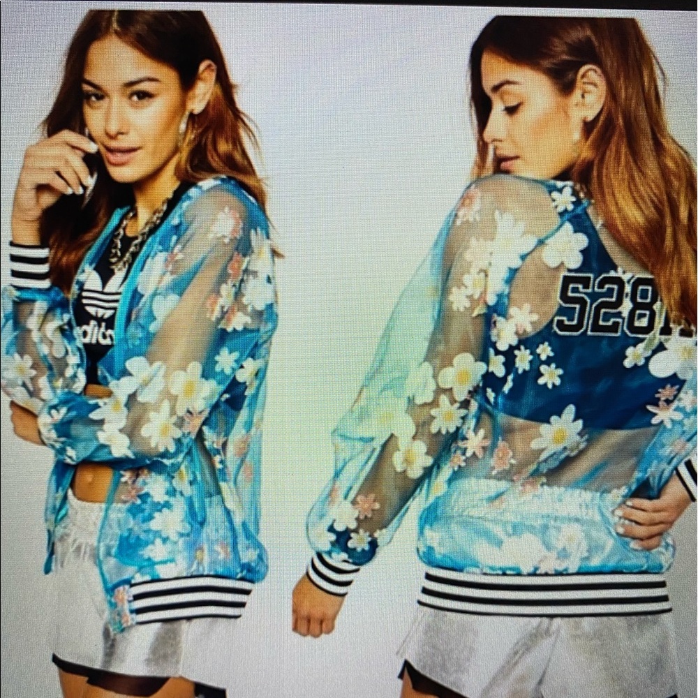 Adidas Floral Athletic Sheer Jacket